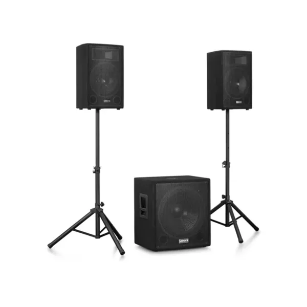 Vonyx VX1218BT garso kolonėlių komplektas nuoma Kaune su bosu ir stovais
